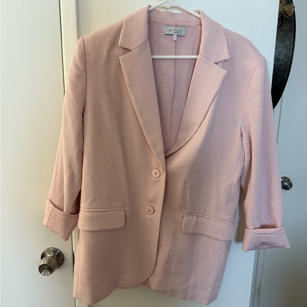 Wayf Pink Blazer Classic Tailored Design